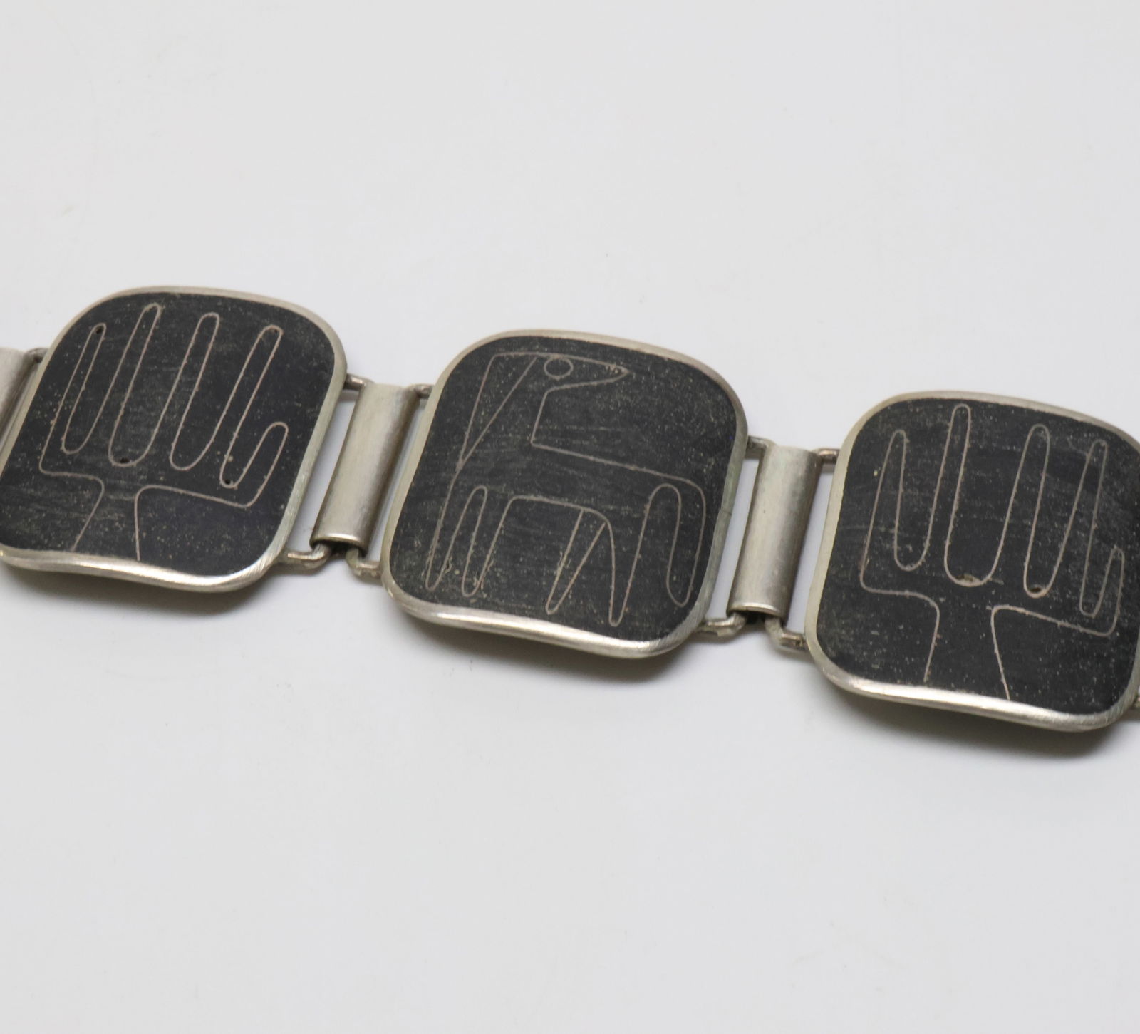 A.G. BUNGE; Modernist Sterling Silver Matte Enamel Bracelet (1 of 4)