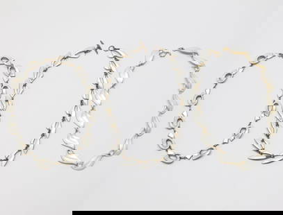 SCANDINAVIAN; Three Modernist White Enamel Silver Necklaces: 20th Century. One Marked For Volmer Bahner. Lengths 14" To 15". Very Minor Imperfections. Total Weight 87 Grams.