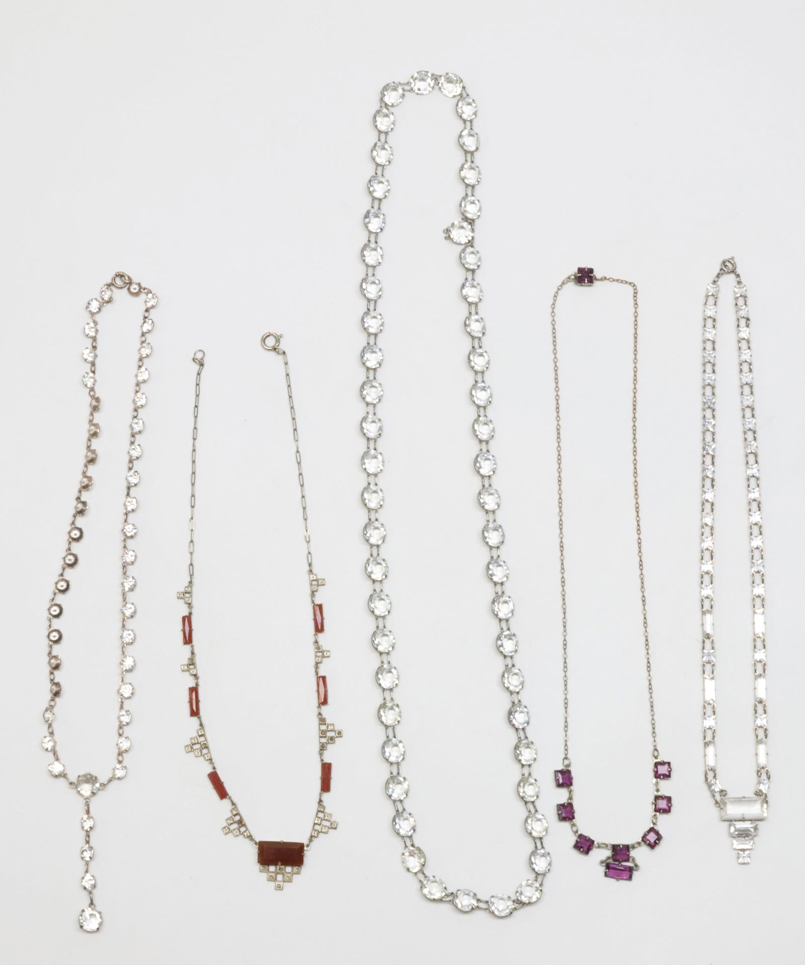 ART DECO; Five Silver And Base Metal Neckalces (1 of 4)