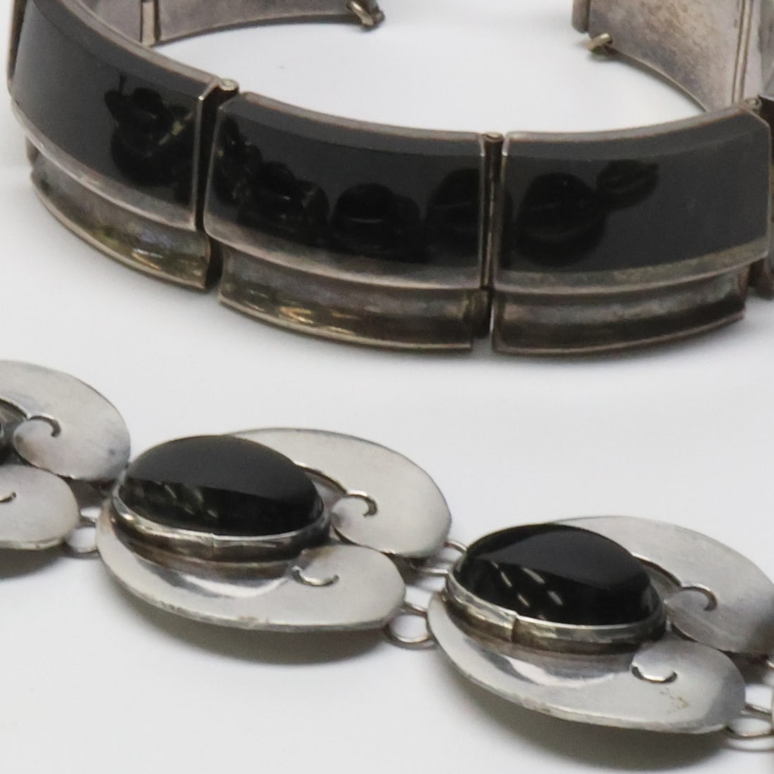 MEXICO; Two Modernist Sterling Silver Gemstone Bracelets (1 of 3)