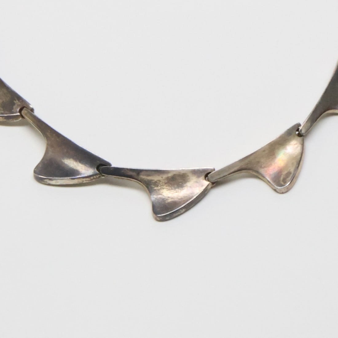 BENT KNUDSEN, DENMARK; Modernist Sterling Silver Necklace: 20th Century. Length 15", 75 Grams.