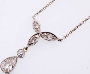 14k Gold Vintage 1.00 ctw Diamond Necklace & Pendant 4.1g