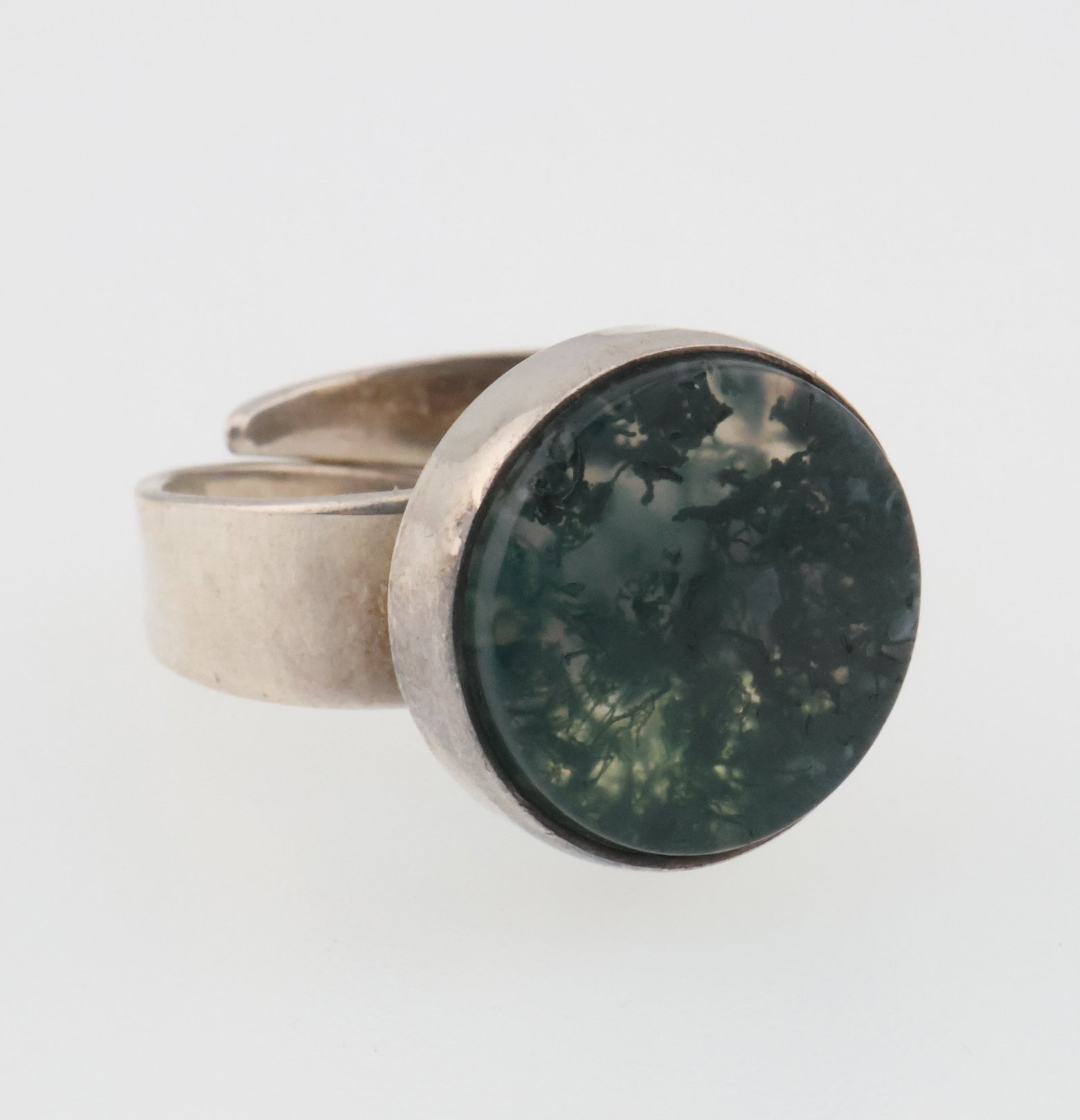 ERIK GRANIT, FINLAND; Modernist Sterling Silver And Moss Agate Ring (1 of 5)