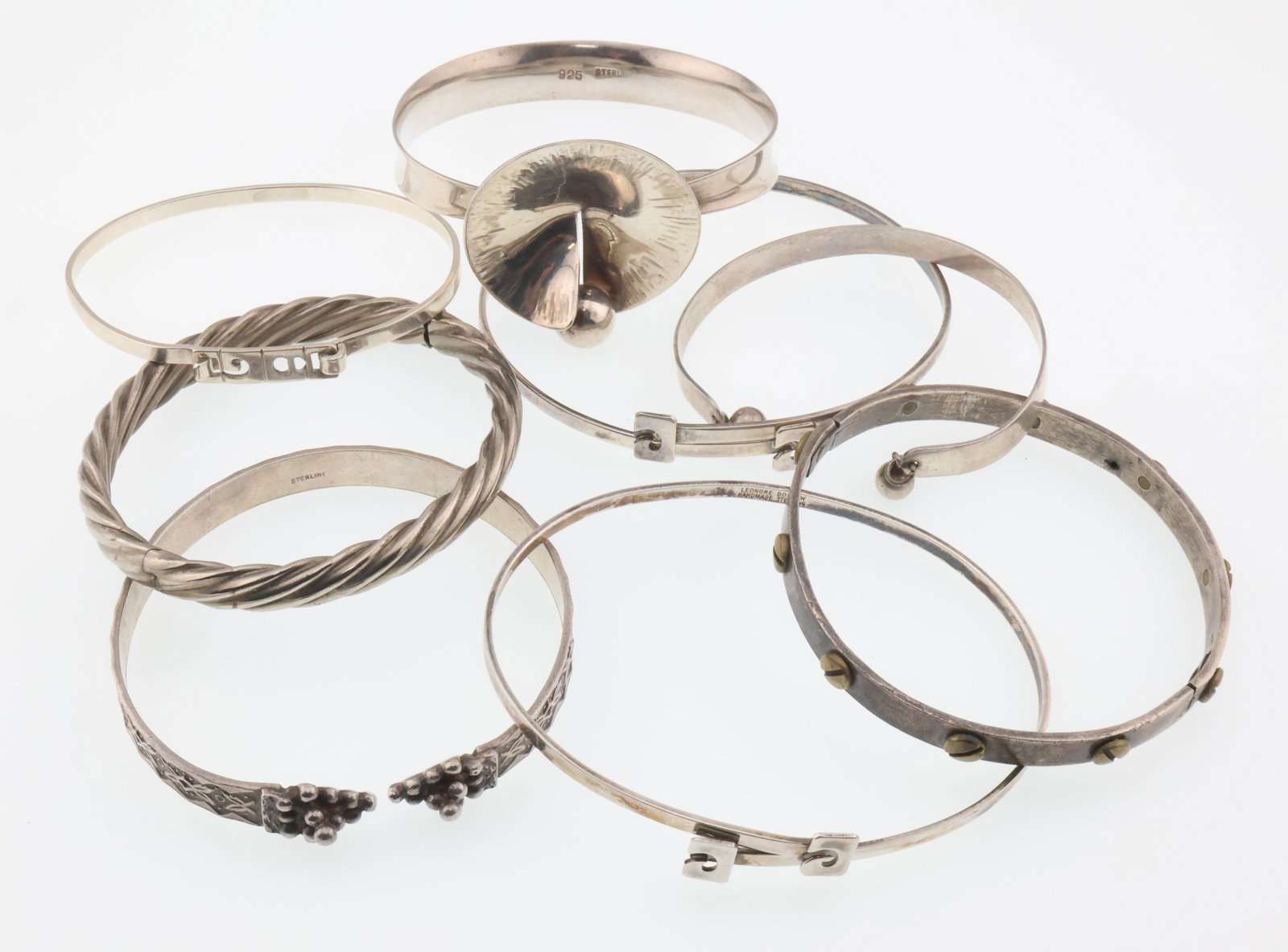 MODERNIST JEWELRY; Eight Modernist Sterling Silver Bracelets (1 of 3)