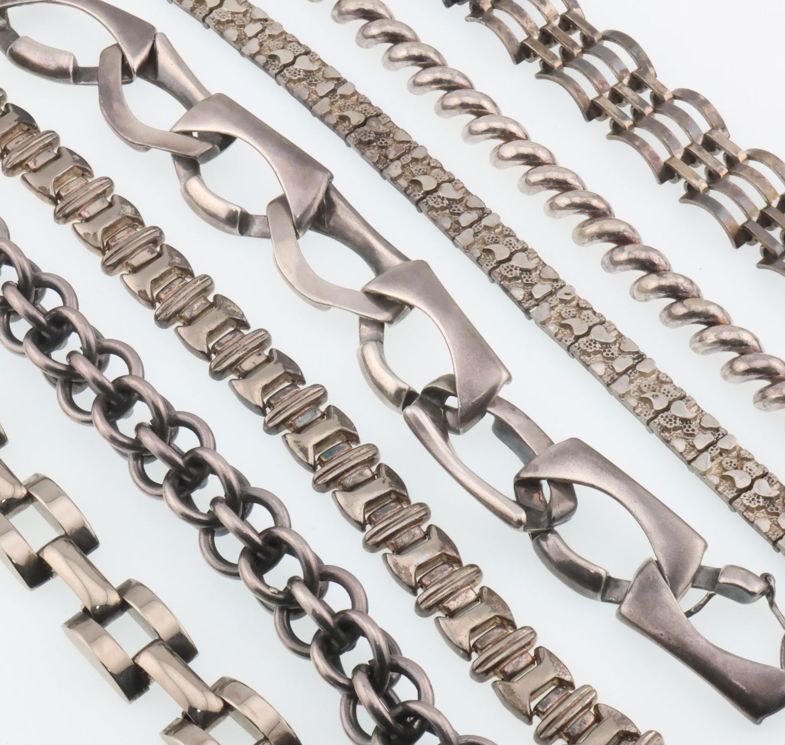 MODERNIST JEWELRY; Six Sterling Silver Bracelets (1 of 3)