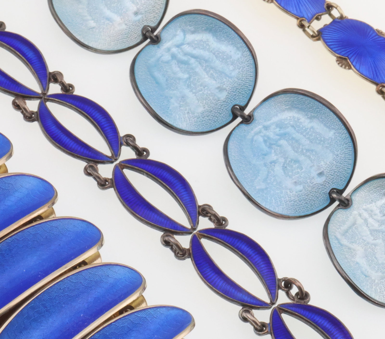 NORWAY/DENMARK; Four Modernist Sterling Blue Enamel Bracelets (1 of 3)