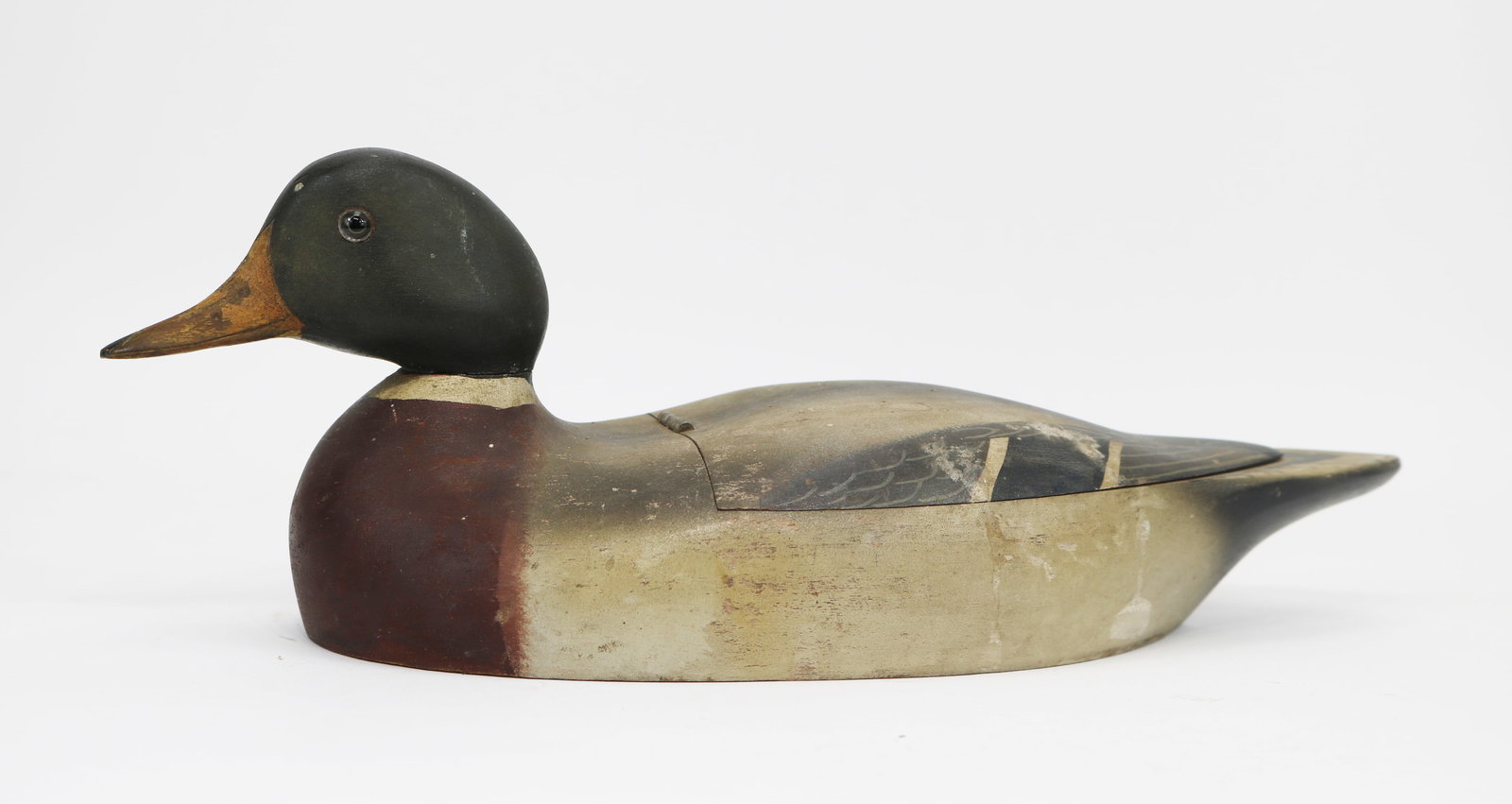 American carved and painted mallard duck decoy jewelry or trinket box (1 of 8)
