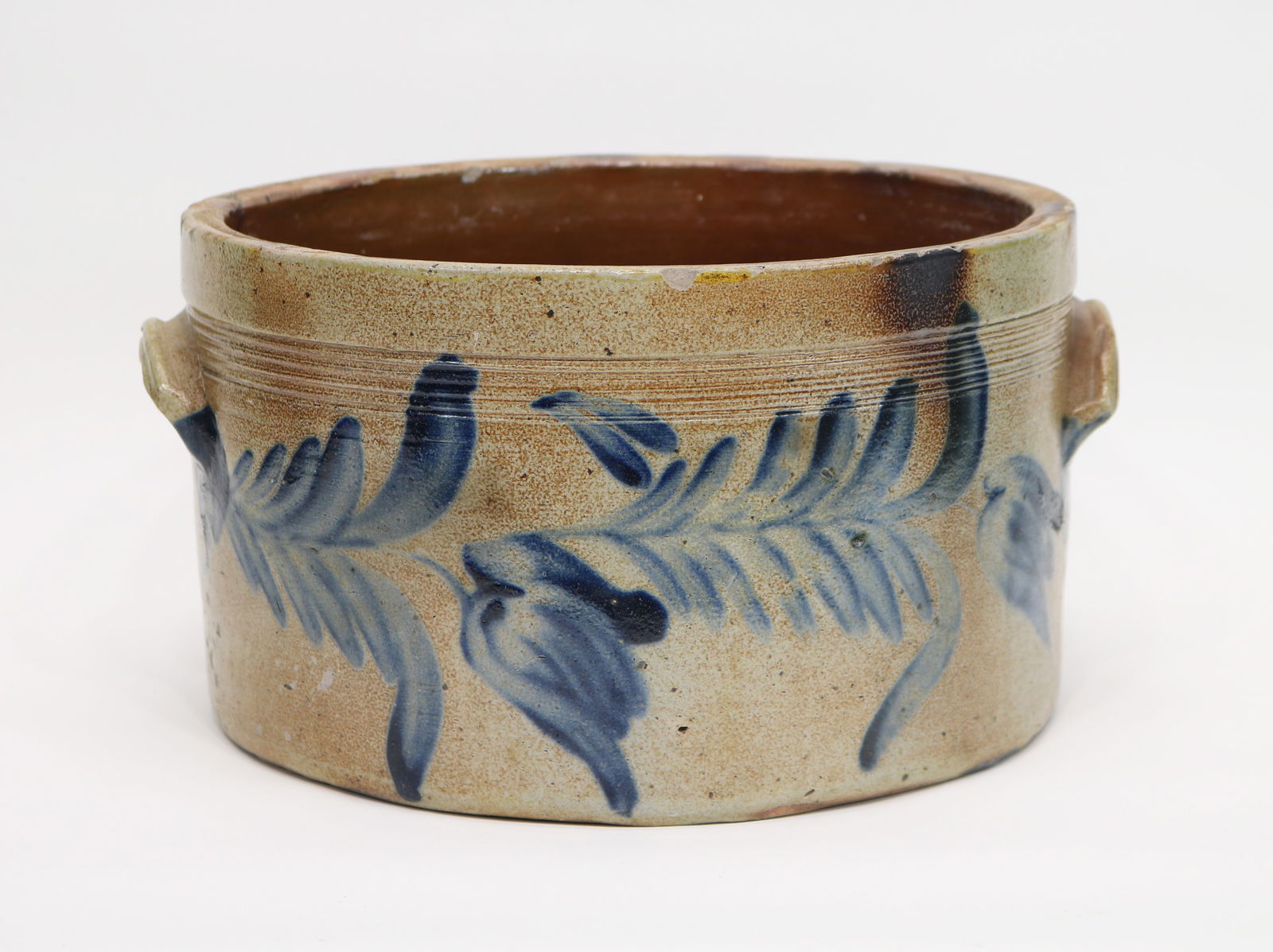R.C. Remmey, Philadelphia, blue-decorated stoneware cake crock (1 of 5)