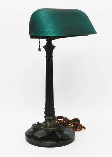 Unusual Emeralite Desk Lamp With Claw Feet - Main Image