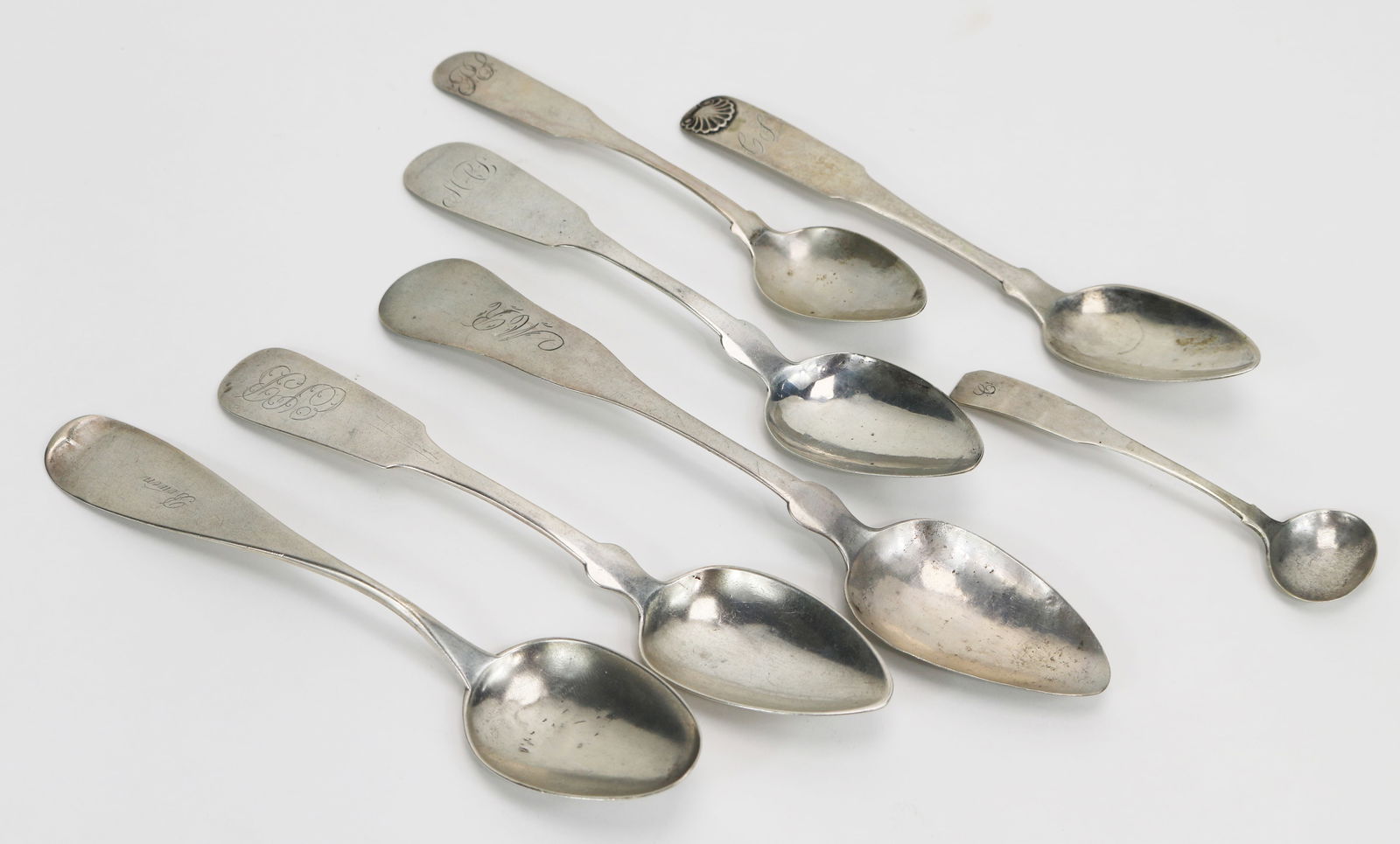 Group of Uncommon New England 19th century coin silver spoons (1 of 18)
