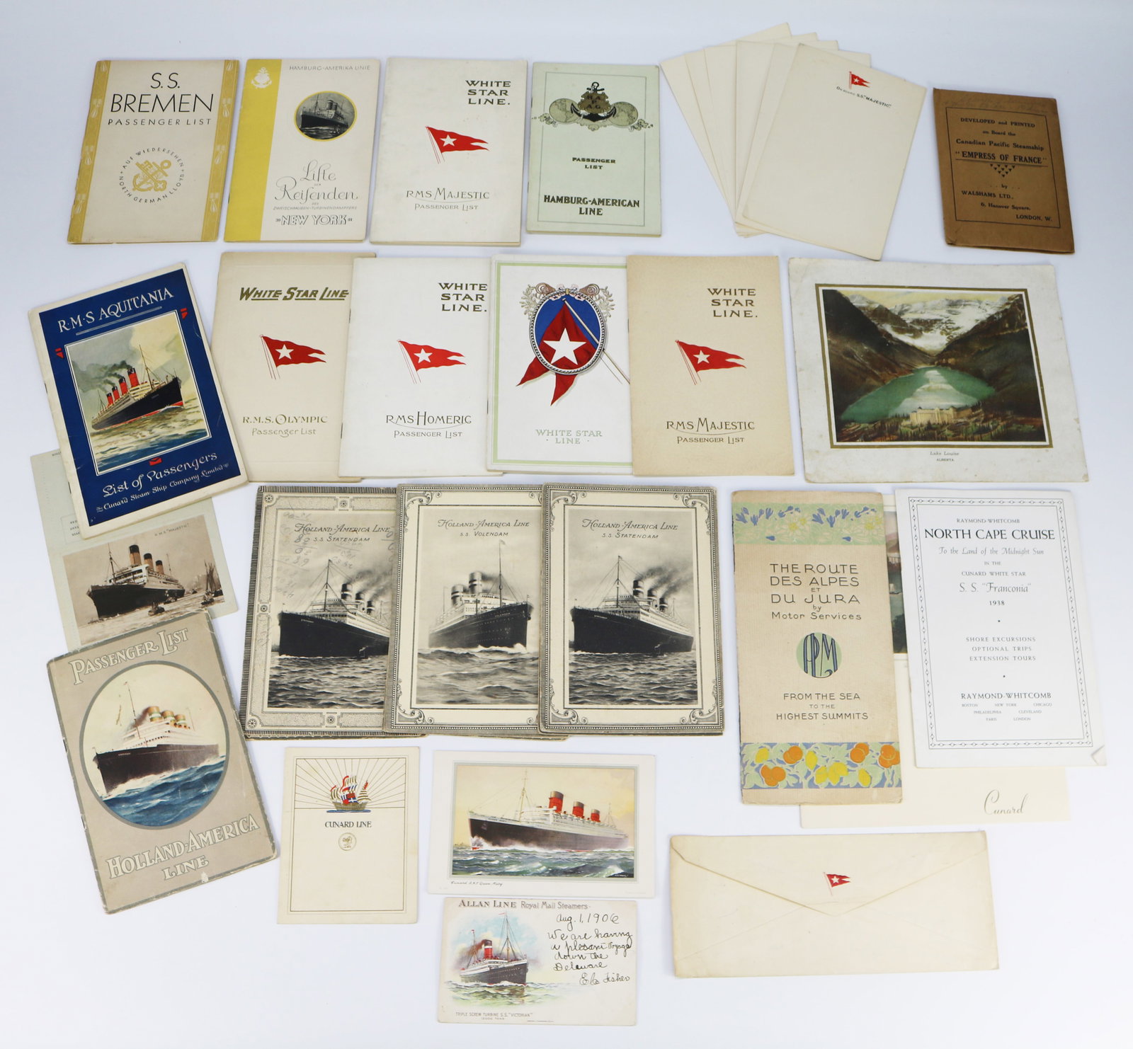 Group of ocean liner ephemera including White Star Line (1 of 14)