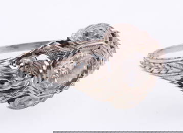 Antique Platinum Filigree 0.45 ctw Diamond Ring 3.0g