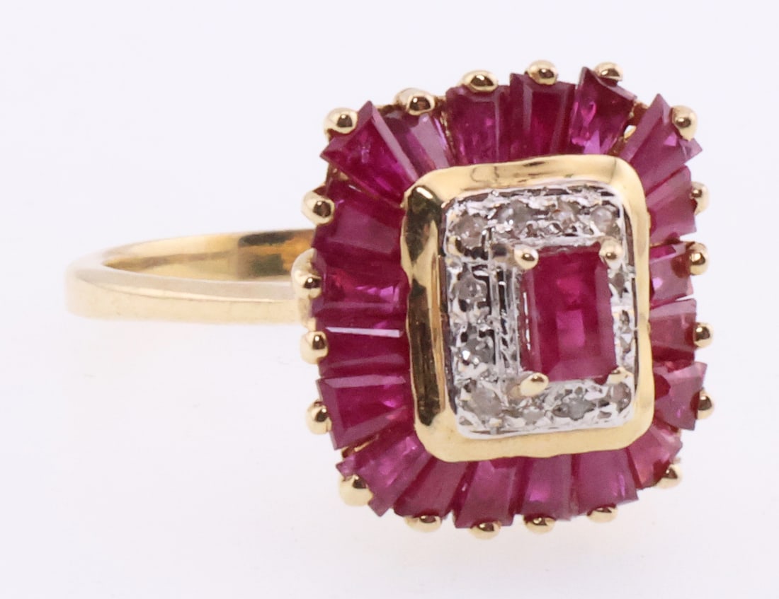 14k Gold Natural Ruby & Diamond Ring 4.0g (1 of 5)