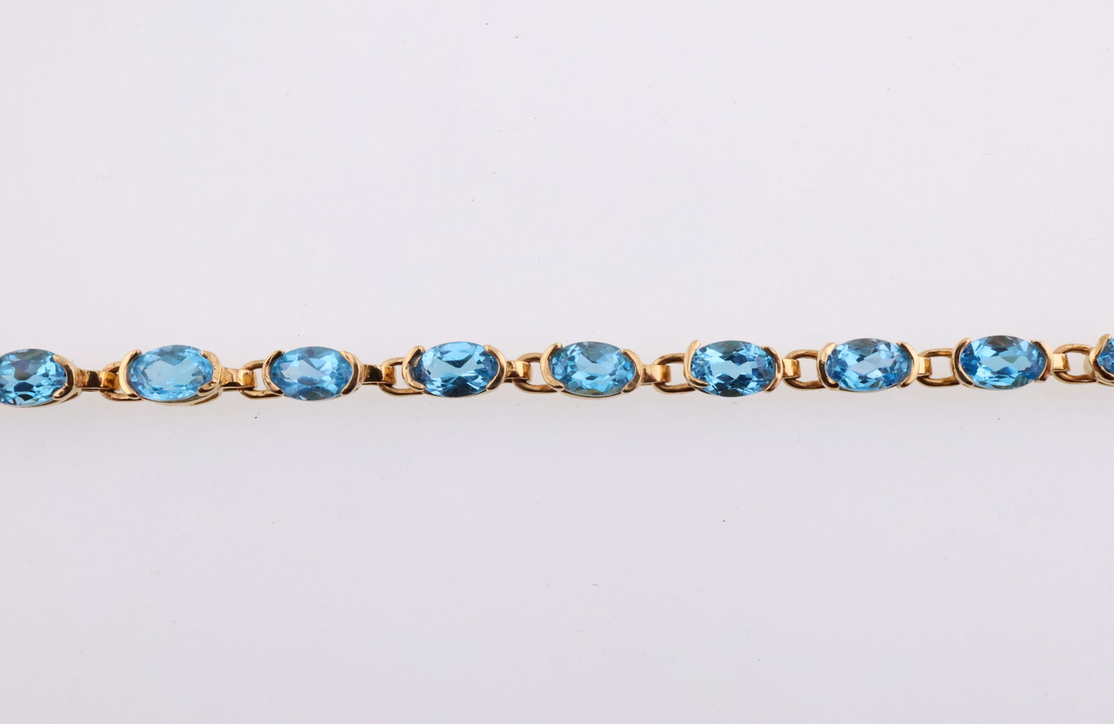 14k Gold 7.25" Blue Topaz Bracelet 9.5g (1 of 7)