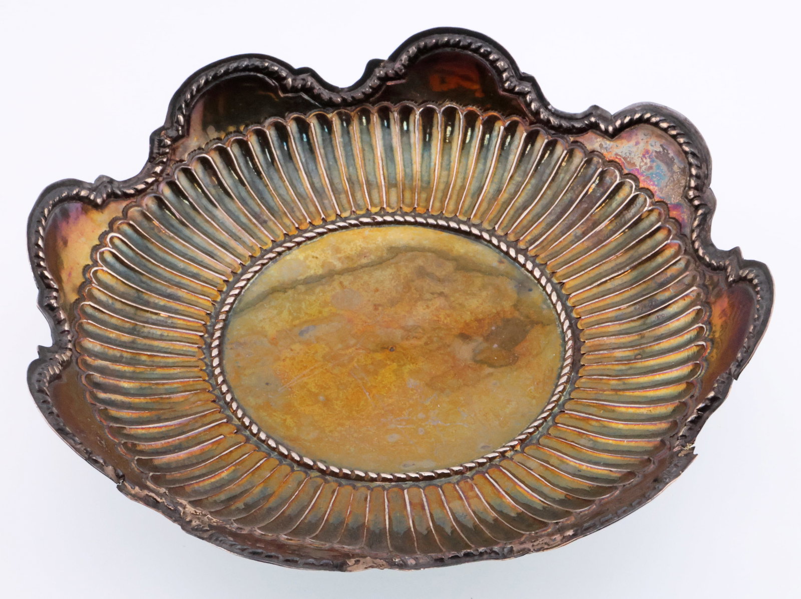 Antique Scalloped Silver Footed Bowl 1.8 ozt (1 of 6)