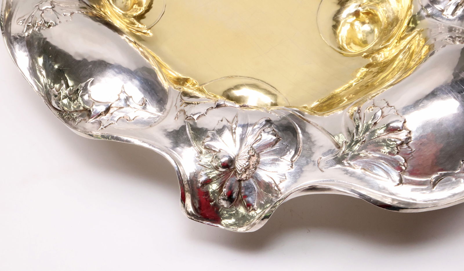 Sterling Silver Martele By Gorham Vintage Footed Scalloped Serving Bowl #9584 22.9 ozt (1 of 13)