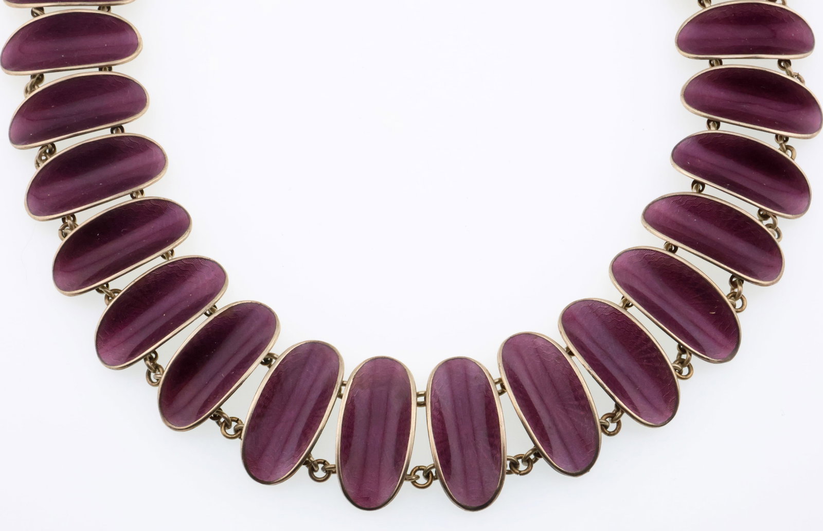 DAVID ANDERSEN; Modernist Sterling Silver Purple Enamel Necklace (1 of 4)