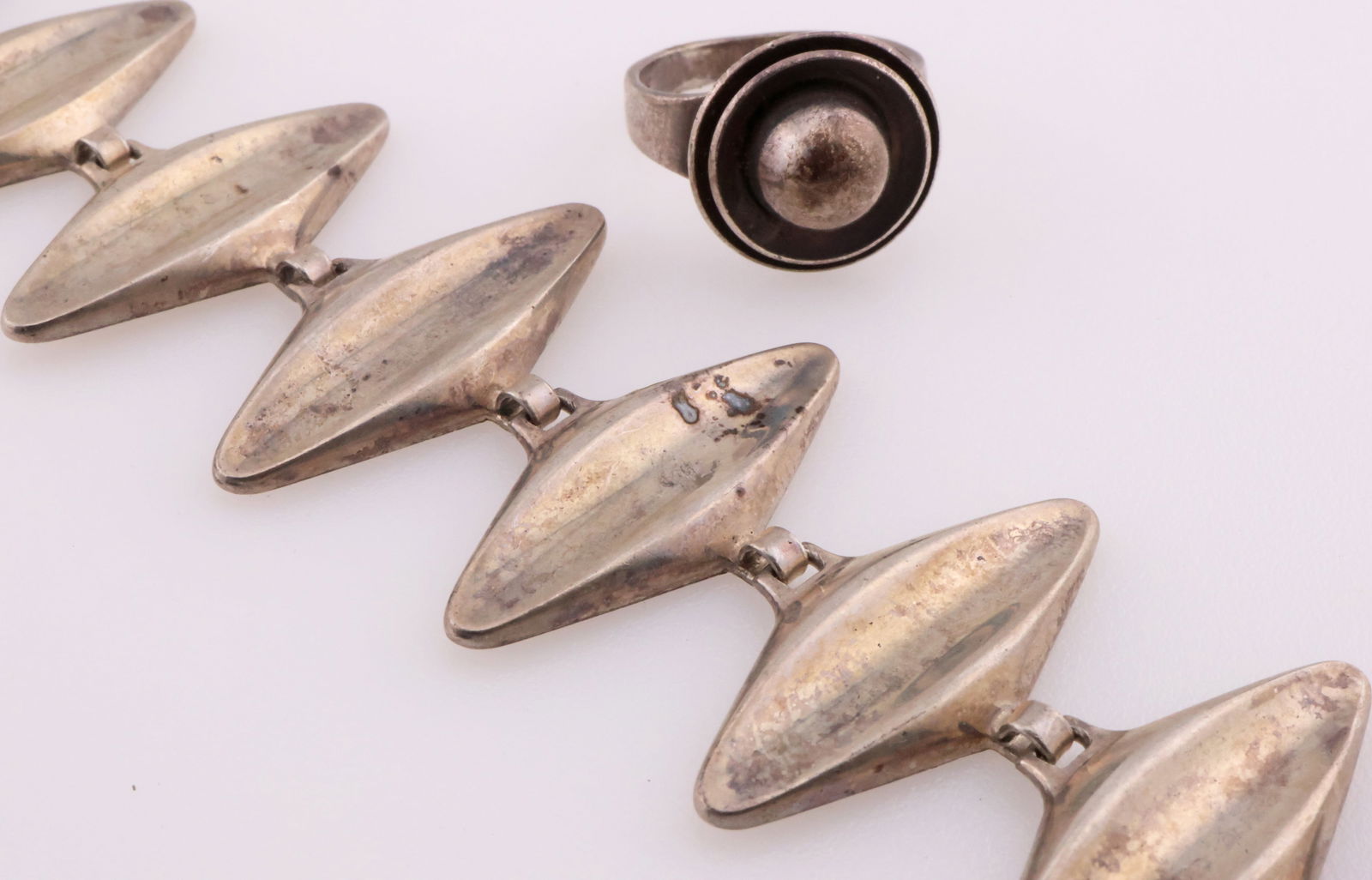 S. CHRISTIAN FOGH, DENMARK; Modernist Sterling Ring And Bracelet (1 of 5)