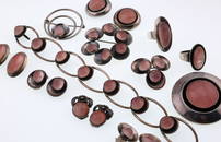Niels Erik From; Sterling Silver and Rose Quartz Modernist Jewelry Group