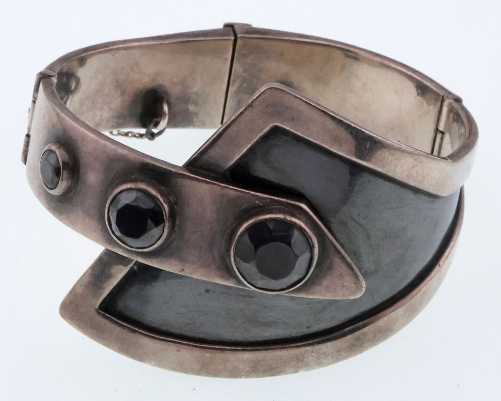 Sigi Pineda, Taxco; Modernist Sterling Silver Hinged Cuff Bracelet (1 of 4)