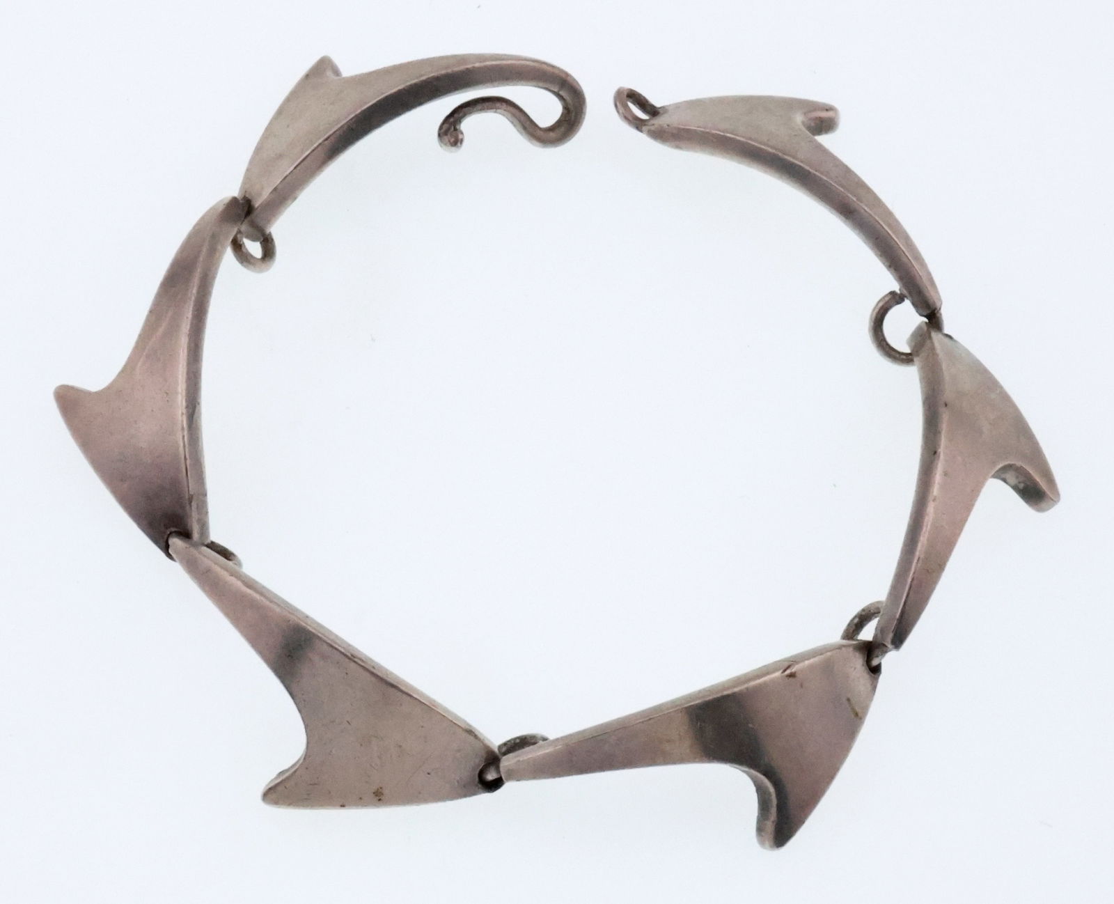 Bent Knudsen, Denmark; Modernist Sterling Silver Bracelet: Length 6.875 Inches. Weight 28 Grams. Good Condition with Minor Imperfections.