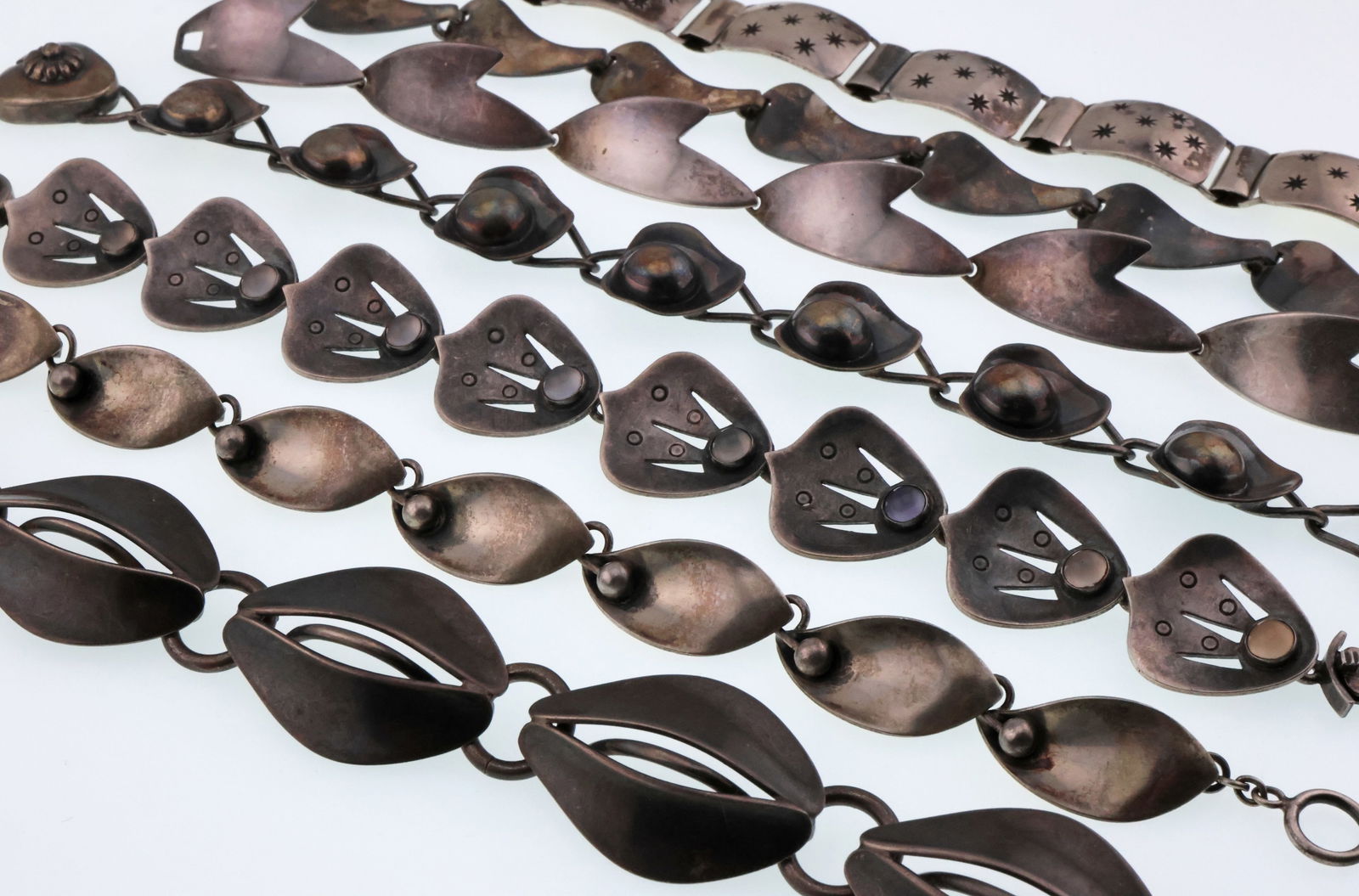 Various Makers, Denmark; Seven Modernist Sterling Silver Bracelets (1 of 4)