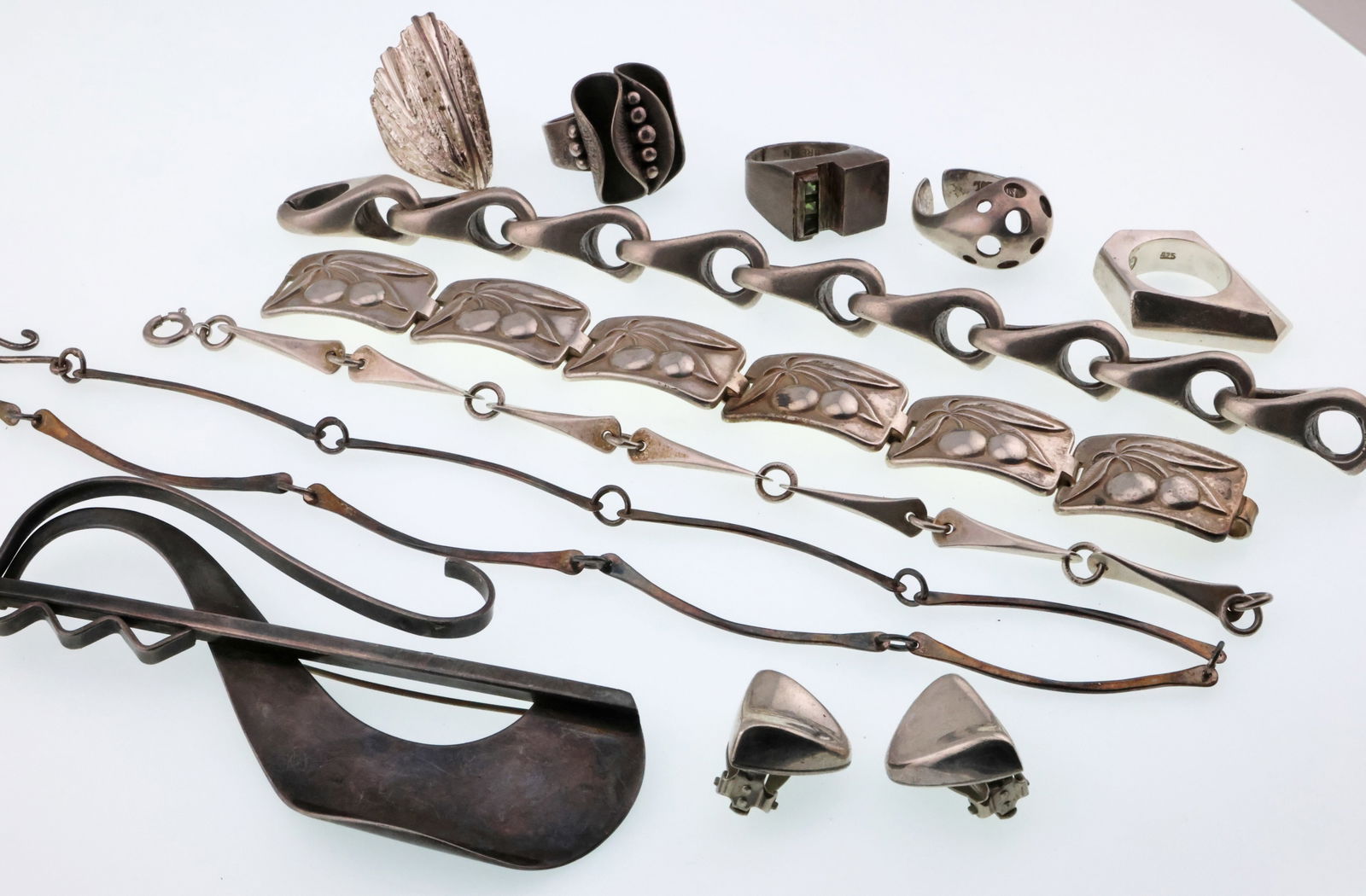 Modernist Designer Jewelry; Generous Lot of Sterling Rings, Bracelets, Etc. (1 of 5)