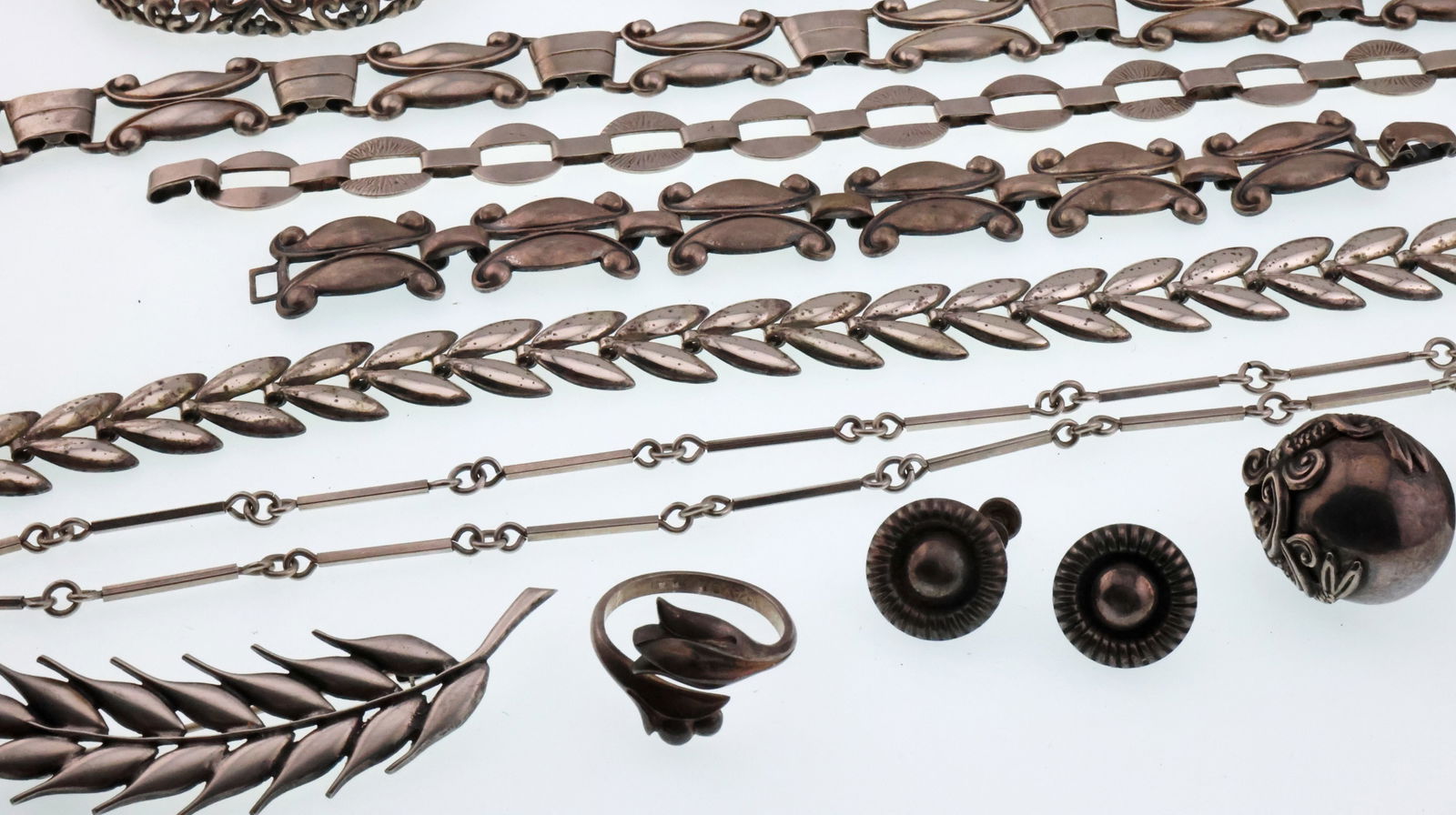 Modernist Jewelry; Large Group of Sterling Silver Jewelry (1 of 5)