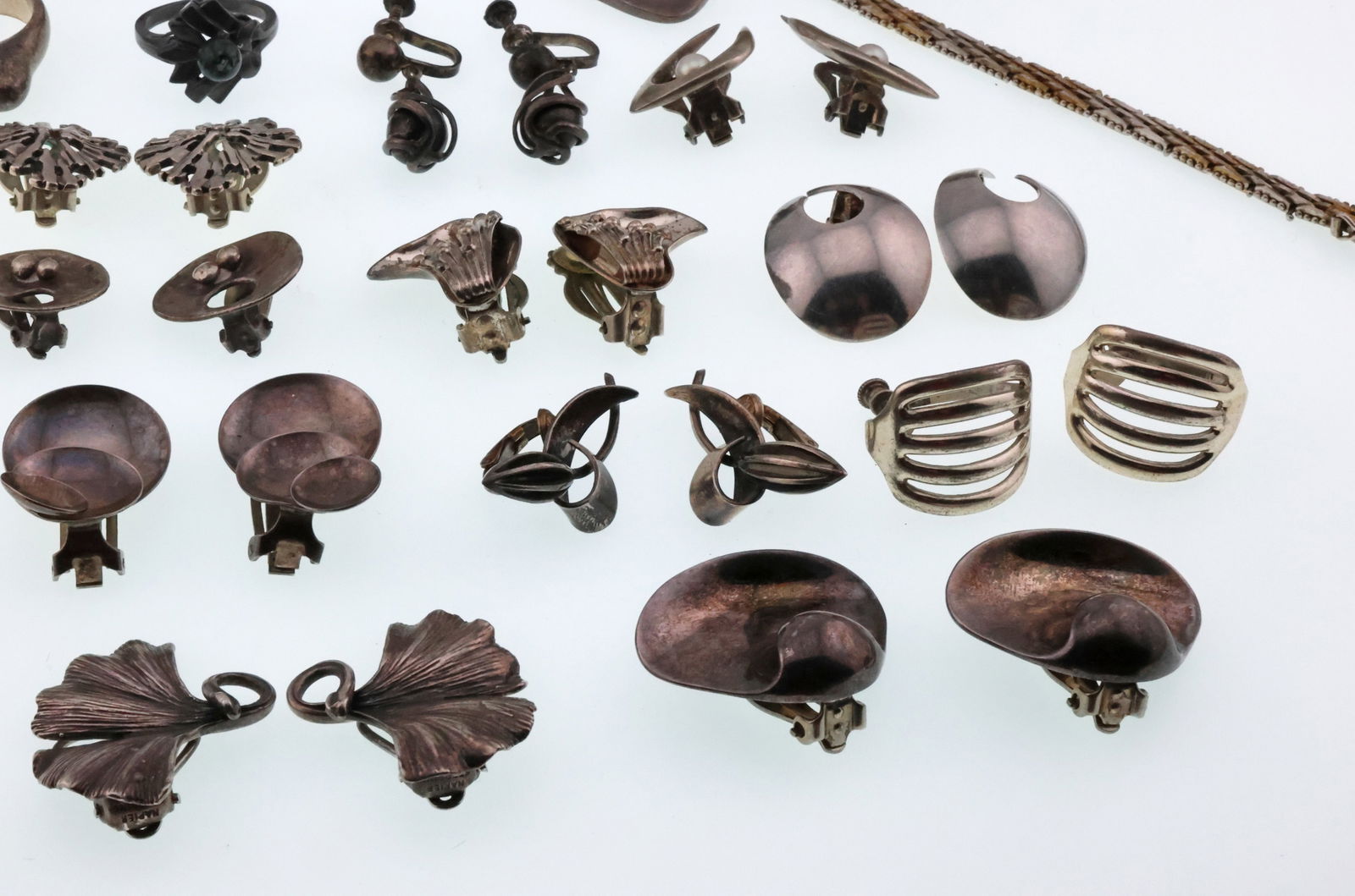 Modernist Jewelry; Large Group of Sterling Silver Earrings, Etc. (1 of 6)