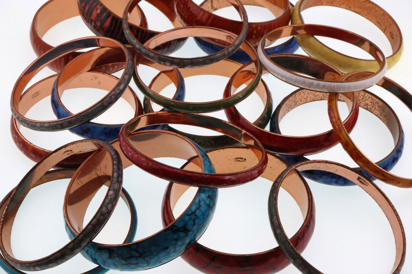 Matisse Renoir; Twenty-One Modernist Enamel Copper Bangle Bracelets (1 of 4)