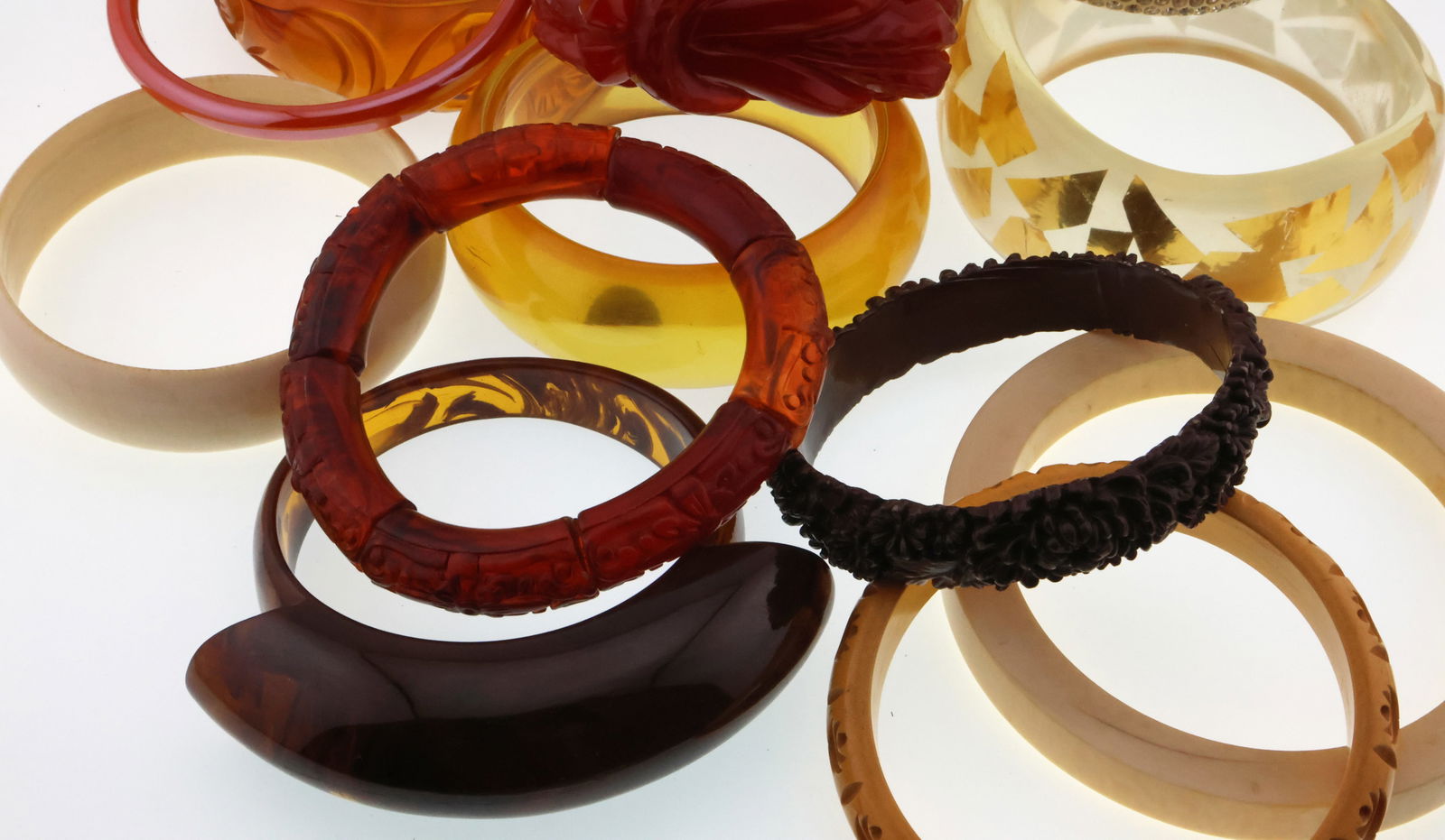Modernist Jewelry; Large Group of Plastic and Lucite Bangles (1 of 5)