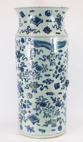 Chinese blue and white porcelain floor vase