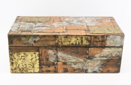 Paul Evans Brutalist Mixed metal patchwork box