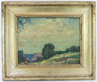 George Louis Berg (NY/CA 1868-1941) Plein Air oil on board landscape painting