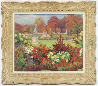 Joseph Margulies (NY 1896-1984) "Luxembourg Garden" Impressionist oil painting