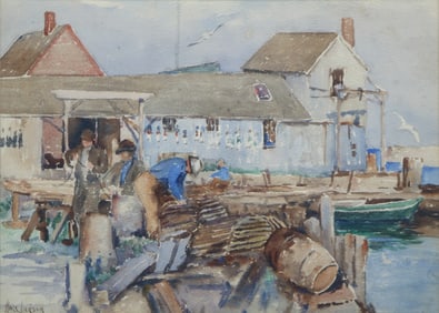 Alice Judson (1876-1948 New York) Gloucester Harbor Watercolor