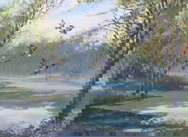 James Robinson (1944-2015) Watercolor of mallards in flight