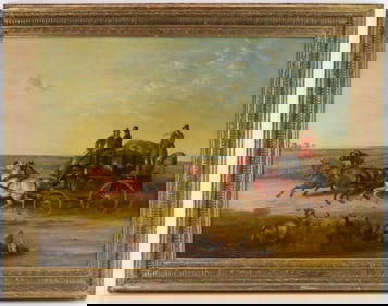 Charles Cooper Henderson (UK 1803-1877) "Salisbury Coach" oil on canvas painting