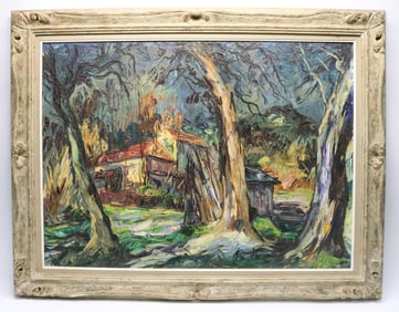 Helen Hamilton (attributed) oil on canvas landscape painting