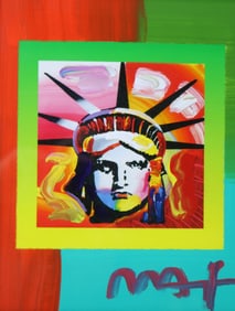 Peter Max (American 1937-) Liberty head II mixed media acrylic