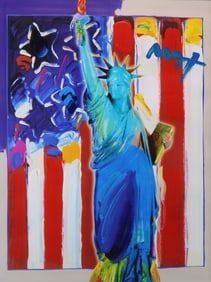 Peter Max (American 1937-) "United We Stand" Mixed Media Acrylic Painting