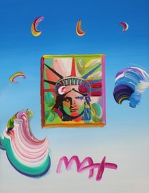 Peter Max (American 1937-) "Liberty Head" Mixed Media Acrylic Painting