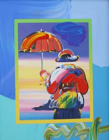 Peter Max (American 1937-) "Umbrella Man" mixed media acrylic painting