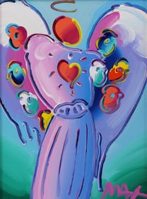 Peter Max (American 1937-) Acrylic on canvas "Angel with Heart Ver. XII"
