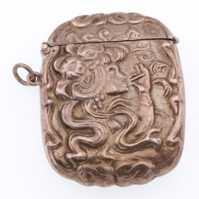Sterling Silver Art Nouveau Women Smoking Match Safe 0.9 ozt