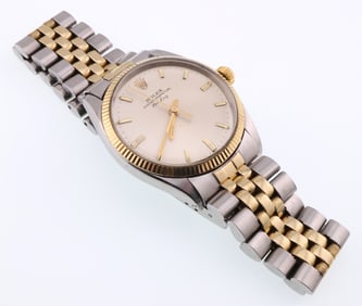 1967 14k Gold & Ss Rolex 5501 Air King Watch with Jubilee Bracelet