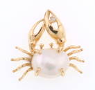 14k Gold Pearl & Diamond Crab Pendant 2.5g