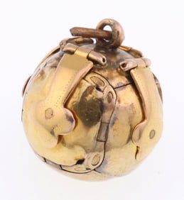9k Gold Vintage Masonic Orb Ball Locket Pendant 8.1g