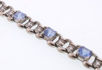 Platinum Natural Sapphire & Diamond Bracelet 36.9g