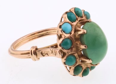 14k Rose Gold Vintage Turquoise Ring (Hallmarked H S) 5.3g